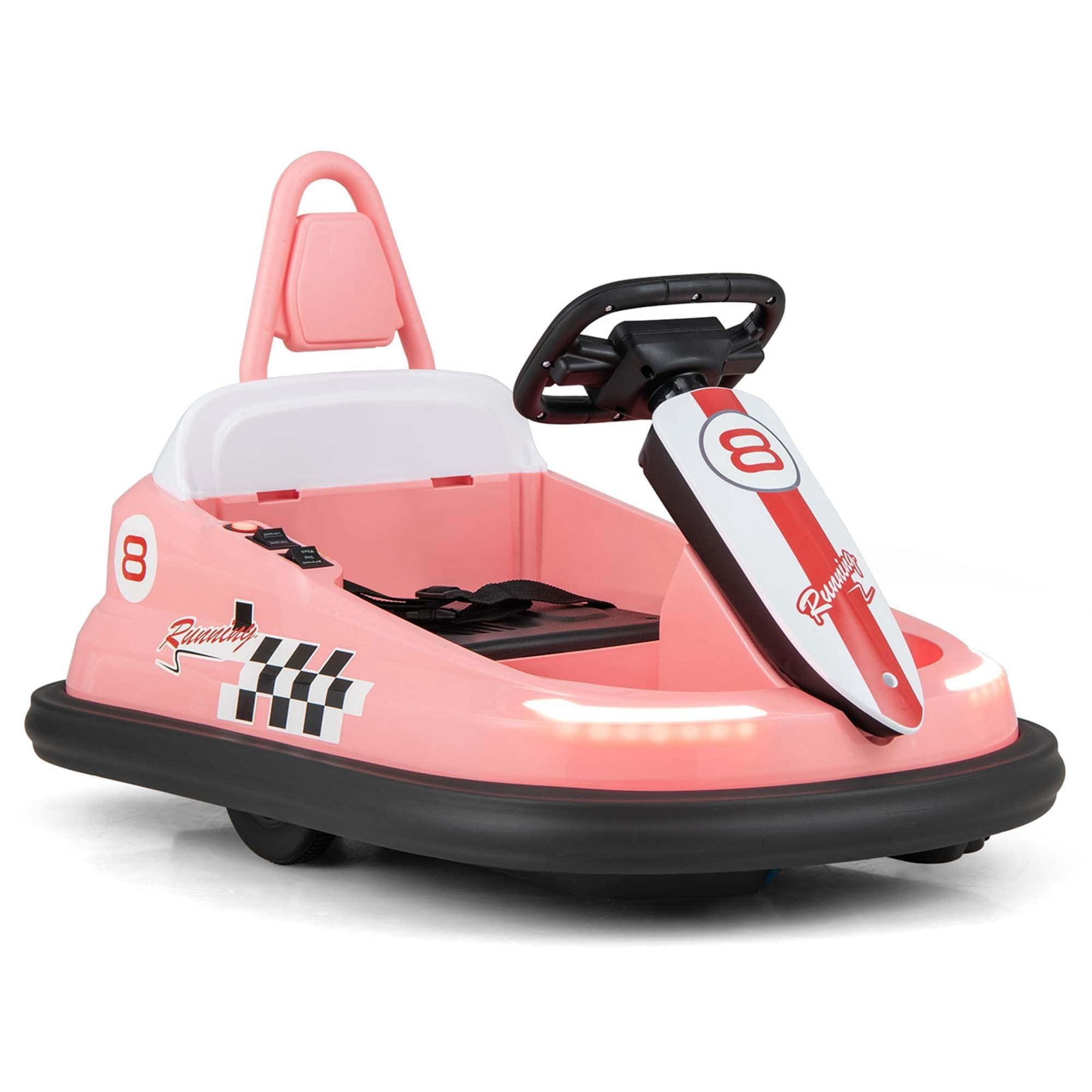 CIPACHO 6V Kids Ride-On Bumper Car with 360° Spinning and Dual Motors, Bumper Cars for Toddlers 2-5, Pink