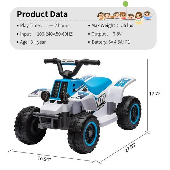 Hetoy 6V Kids Ride On Electric ATV With LED Headlights