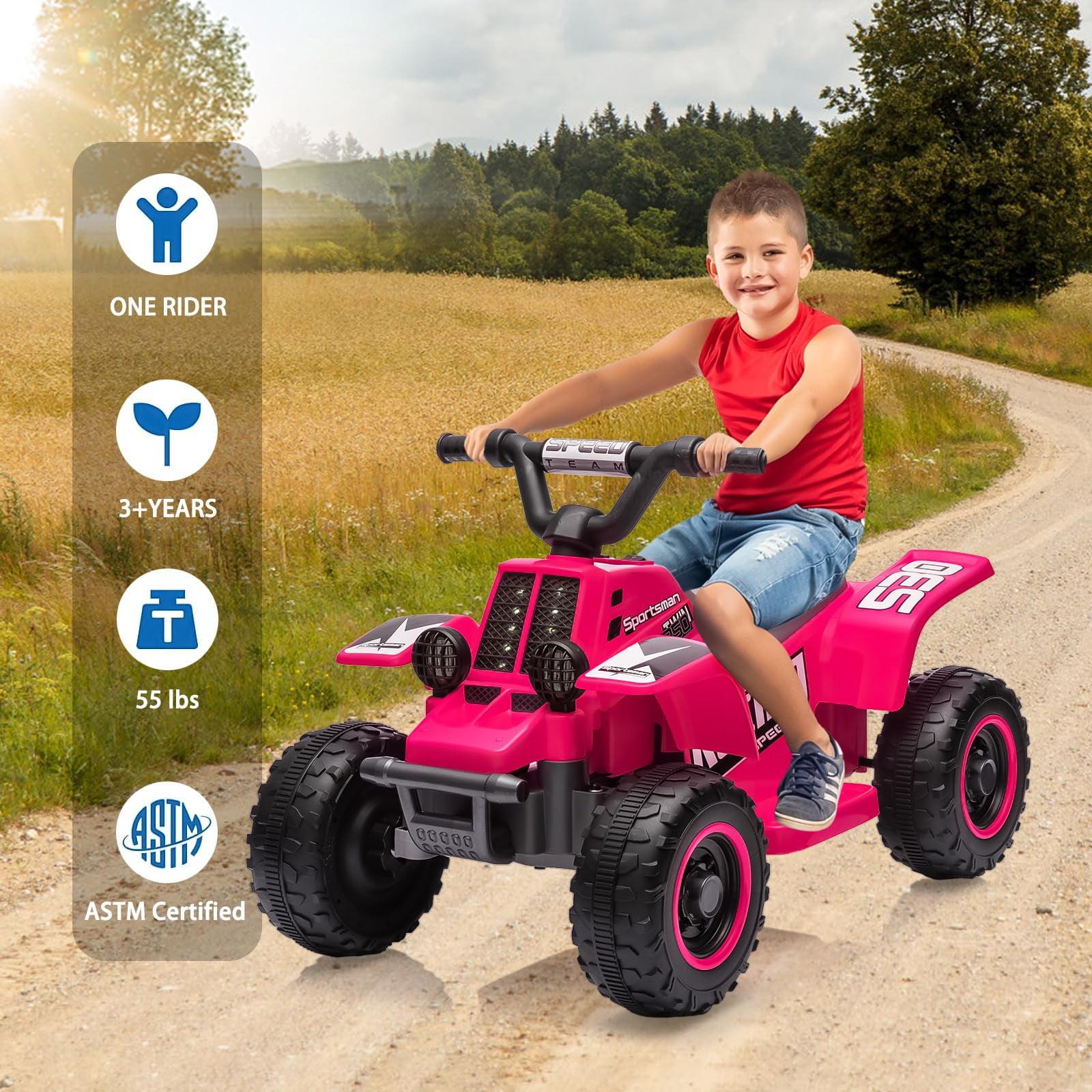 6V Ride On ATV for Kids – Safe & Powerful Rechargeable Toy with Forward and Reverse Driving – Max Weight Capacity 55 lbs – Ideal for Ages 5+