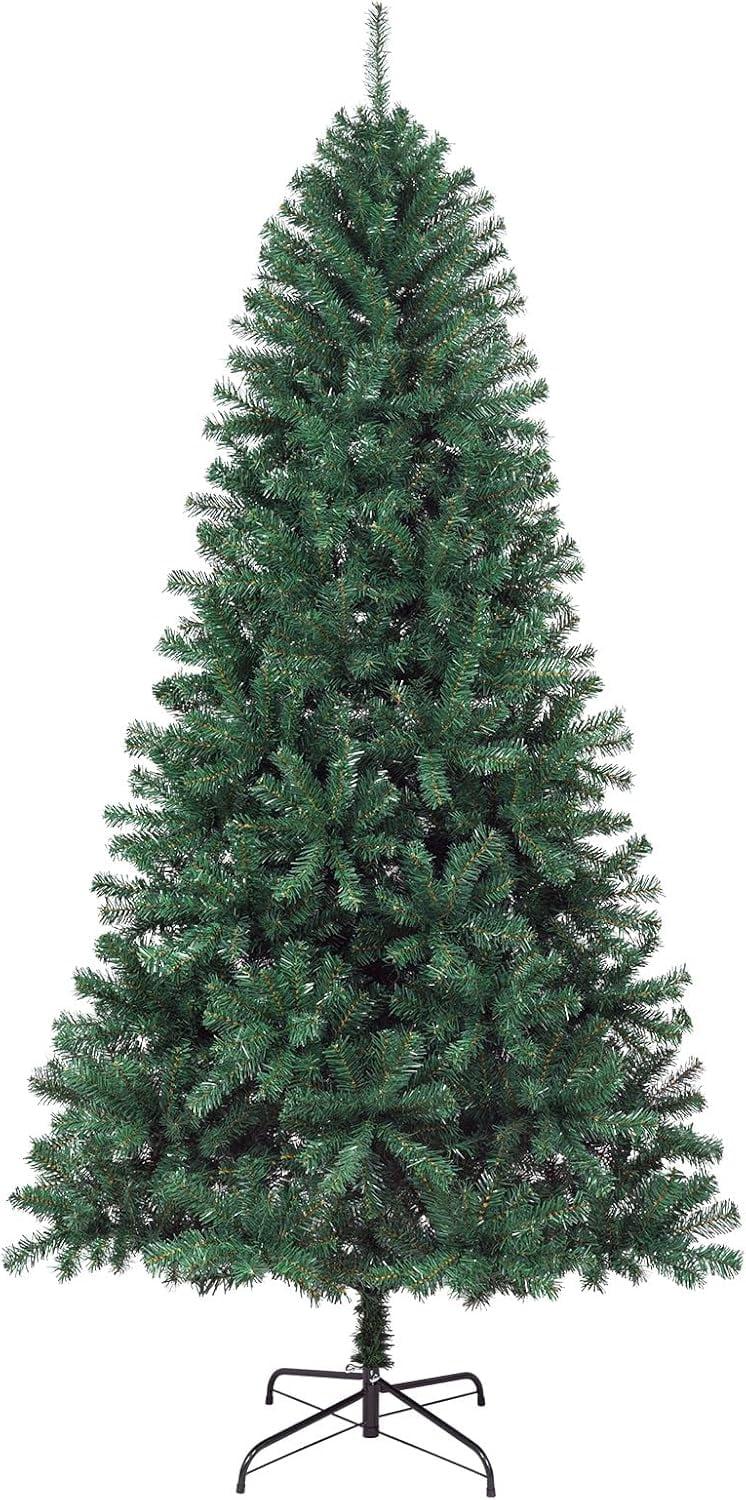 6ft Artificial Halloween Christmas Tree, Premium Hinged Spruce Holiday Xmas Tree for Home, Office, Party Decoration with 1000 Branch Tips, Easy Assembly, Metal Hinges & Foldadble Base, Black