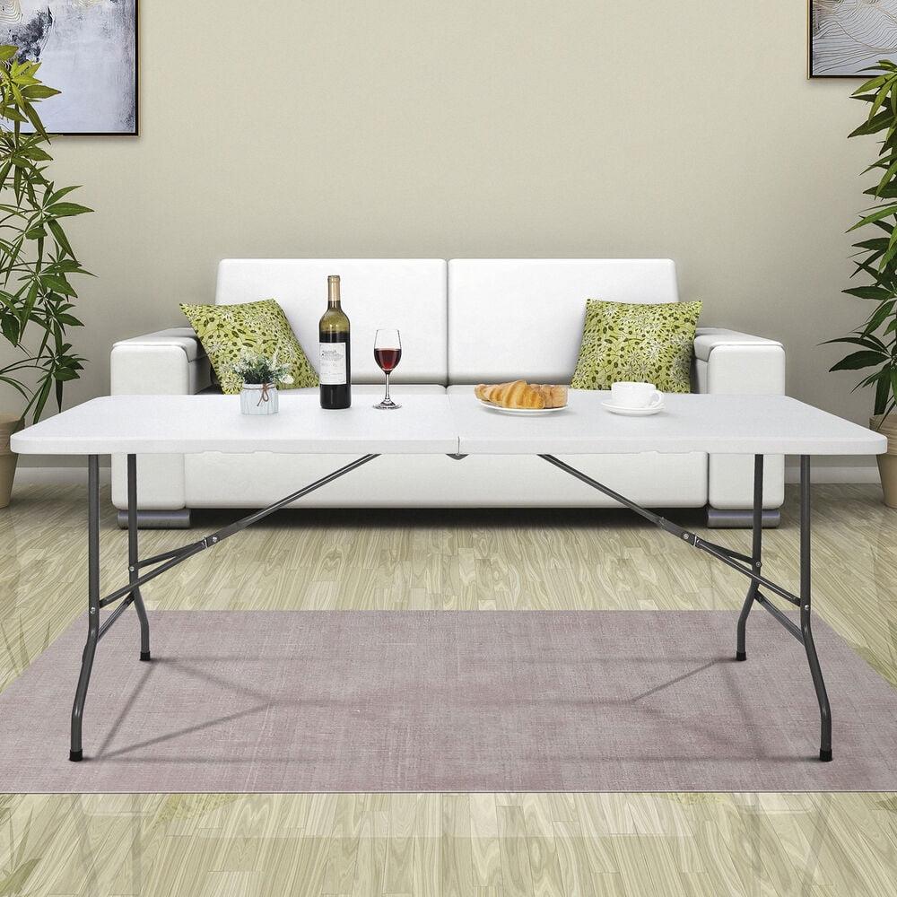 6ft Folding Table Portable Fold-in-Half Picnic Party Camping Tables w/ Handle