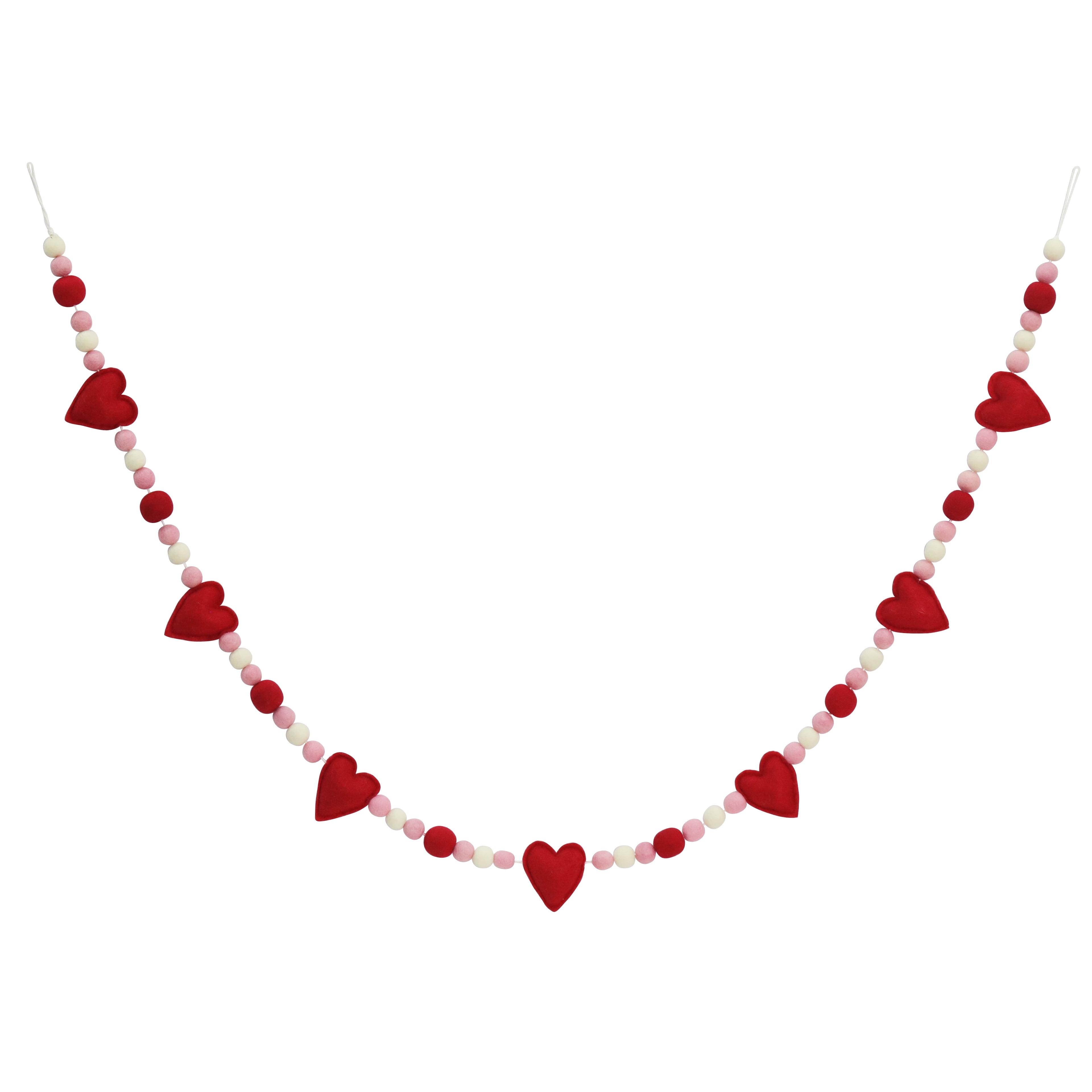 6ft. Hearts & Pom Poms Garland by Celebrate It™-Valentine's Day Decorations