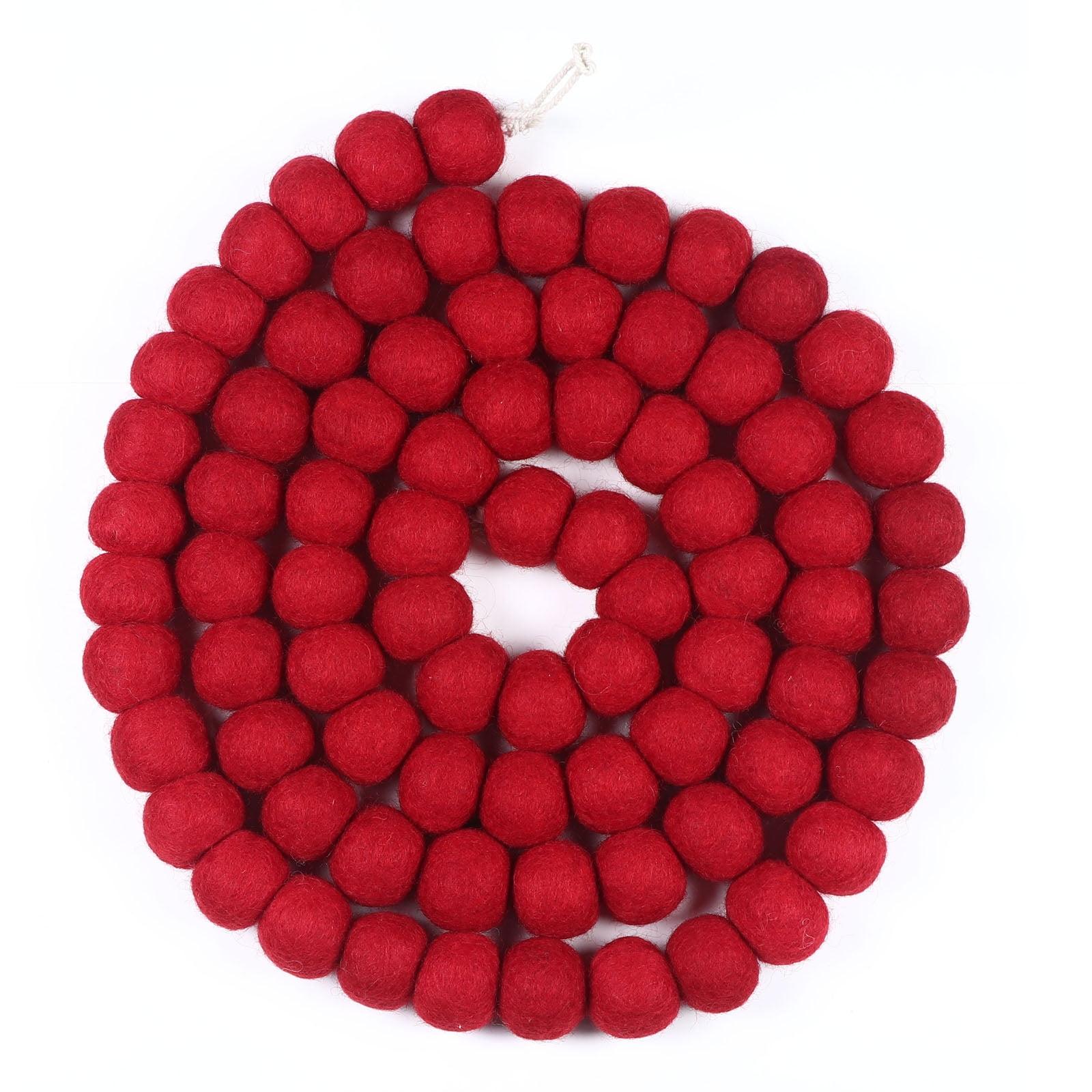 6ft Red Felt Pom Pom Christmas Garland