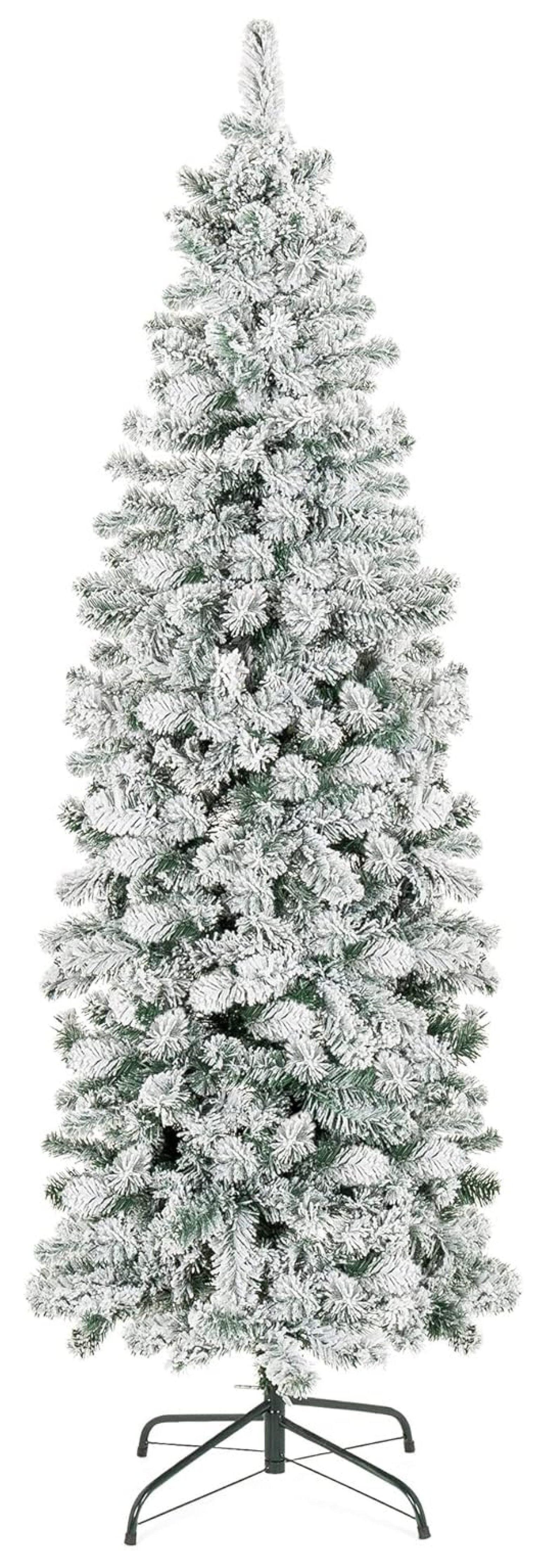 Best Choice Products Snow Flocked Artificial Pencil Christmas Tree Holiday Decoration w/ Metal Stand