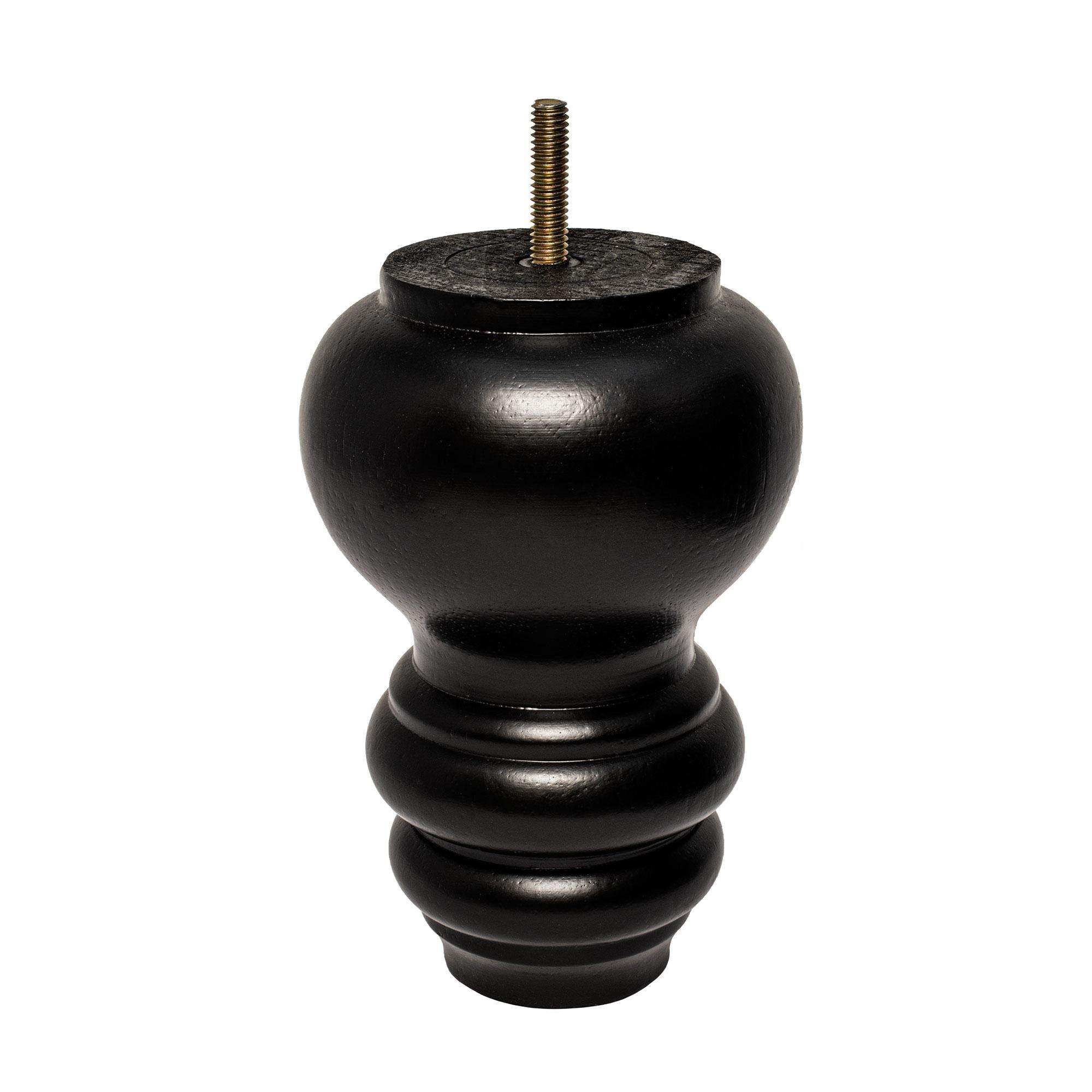 6 in x 4 in Solid Hardwood Round Bun Foot - 1 Piece