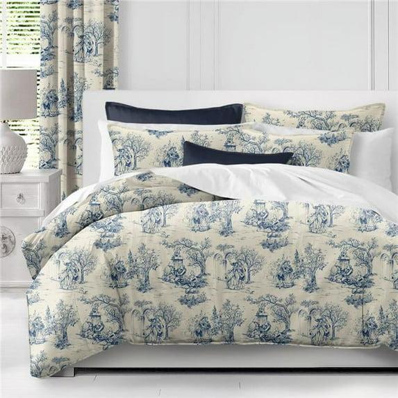6ix Tailors  Archamps Toile Coverlet & 1 Pillow Sham Set, Blue - Twin Size - 2 Piece