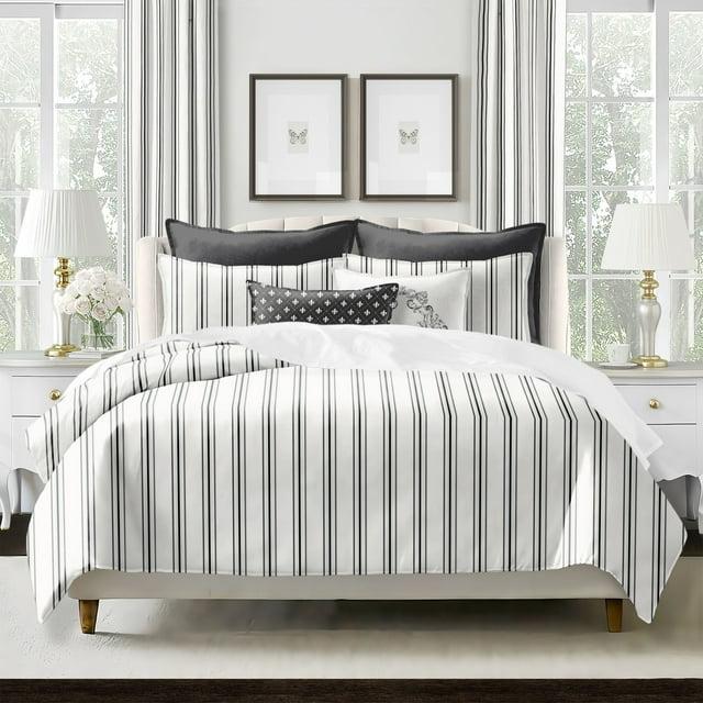6ix Tailors Fine Linens August Stripe Reversible Cotton Duvet Cover Set