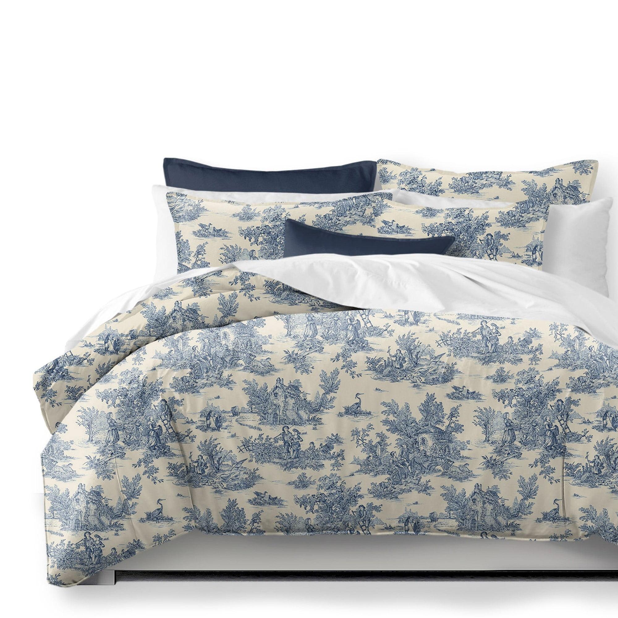 Bouclair Blue and Ivory Cotton Full Duvet Cover Set