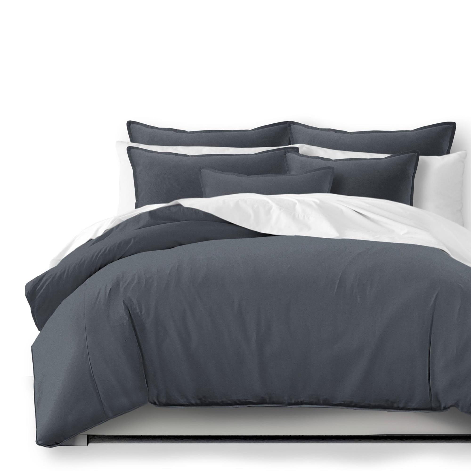 Braxton Twin Gray Cotton Duvet Cover and Pillow Sham Set