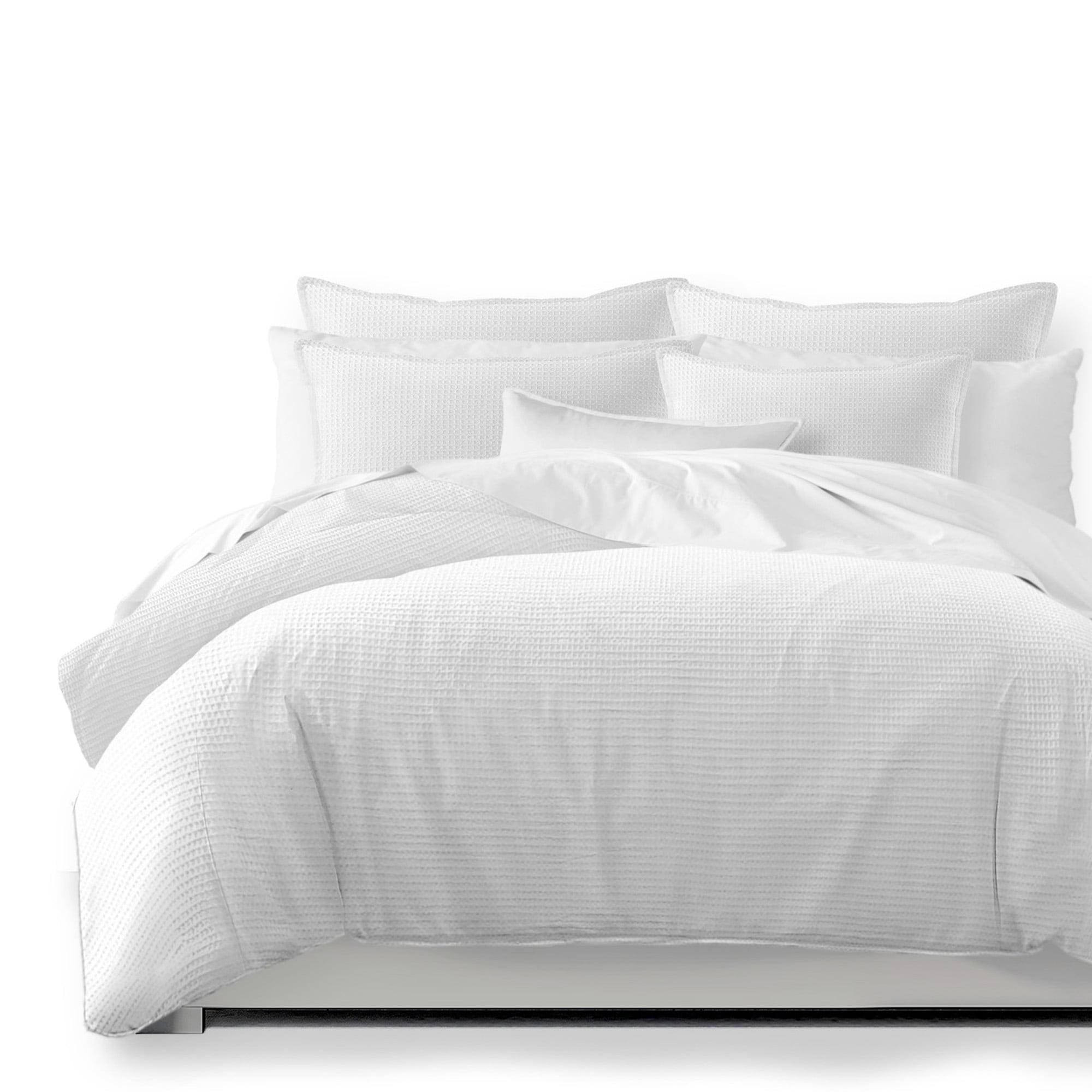 Twin White Cotton Waffle Weave Duvet Cover Set