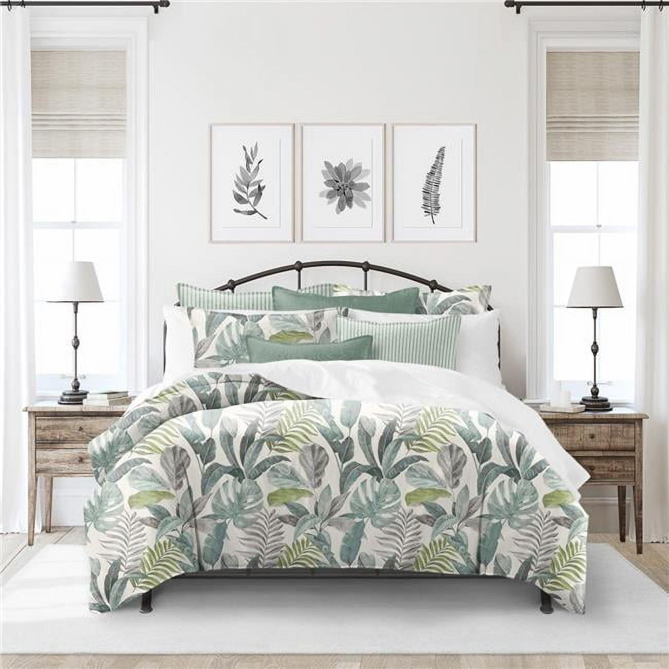 6ix Tailors  Fine Linens Palm Bay Seafoam Coverlet Set Full - Queen