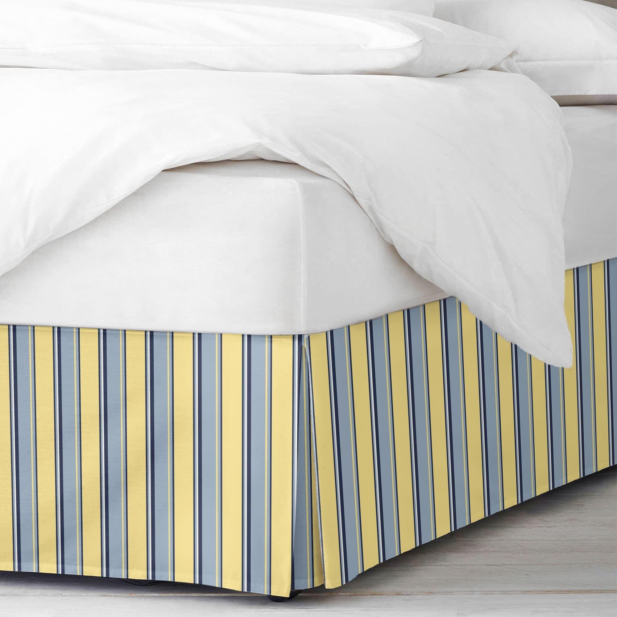 6ix Tailors Fine Linens Gino Stripe Cotton Tailored Bed Skirt