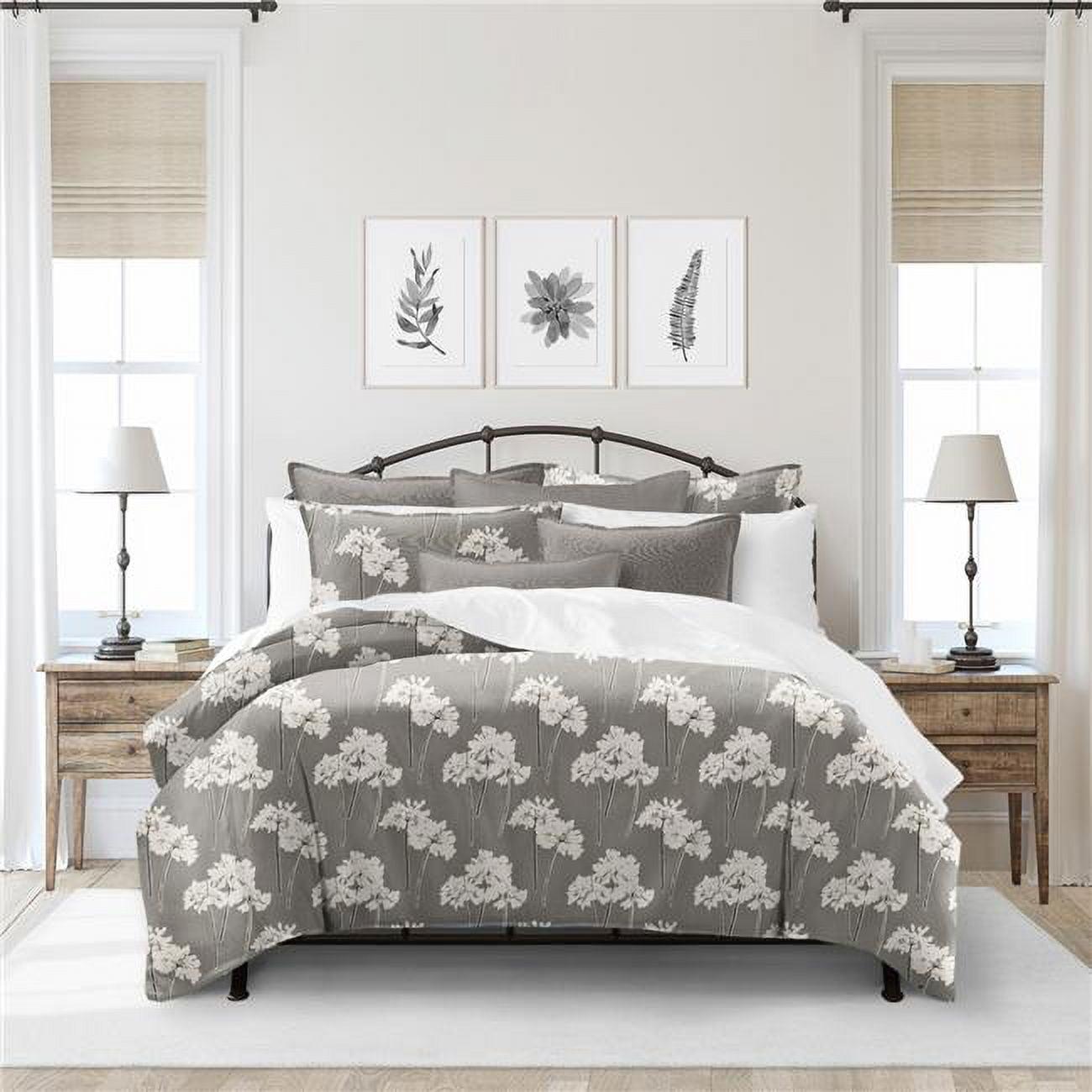 Ivory and Mocha Floral Twin Cotton Comforter Set