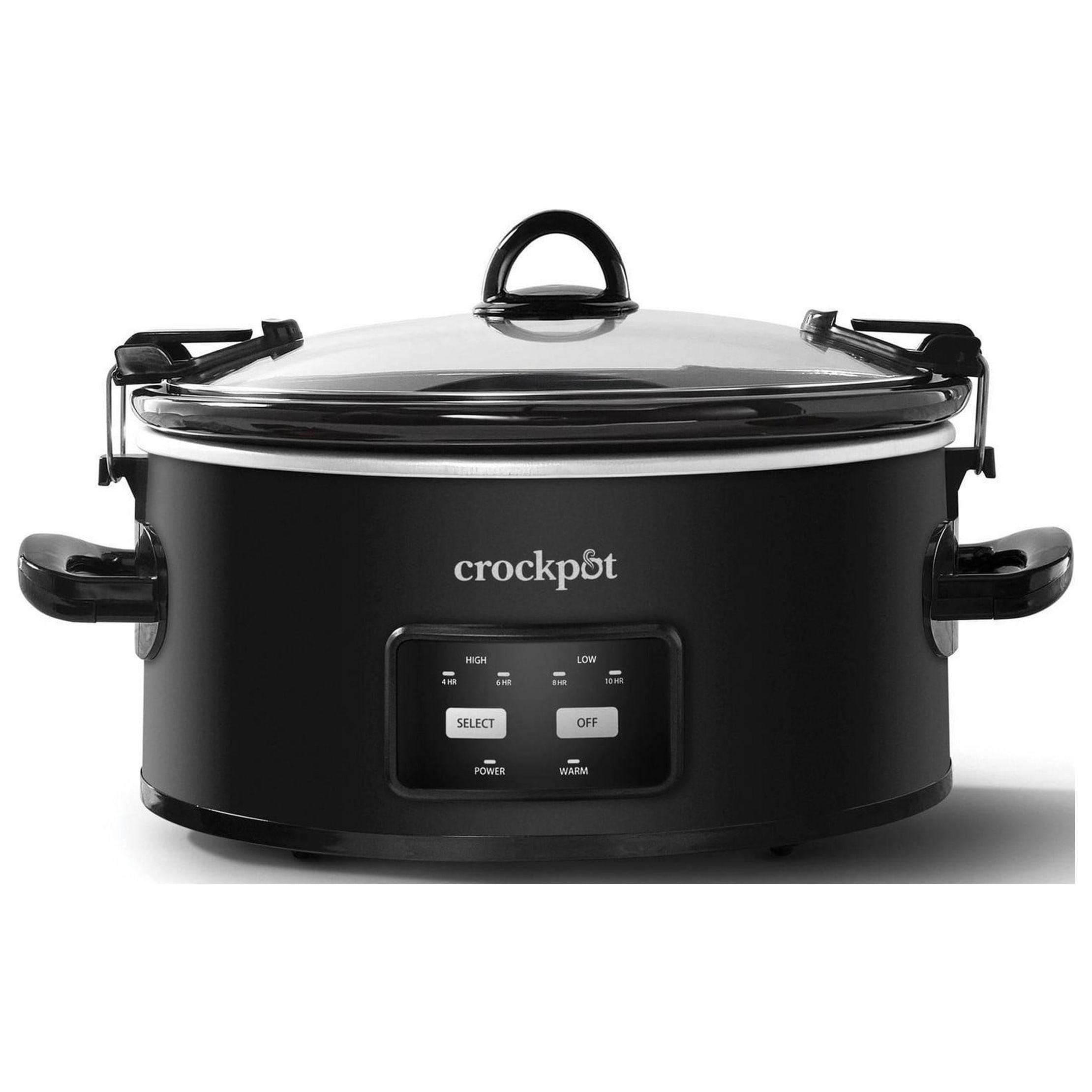 Crock-Pot 6qt Cook & Carry One Touch Programmable Slow Cooker Matte Black: Locking Lid, Removable Stoneware Pot