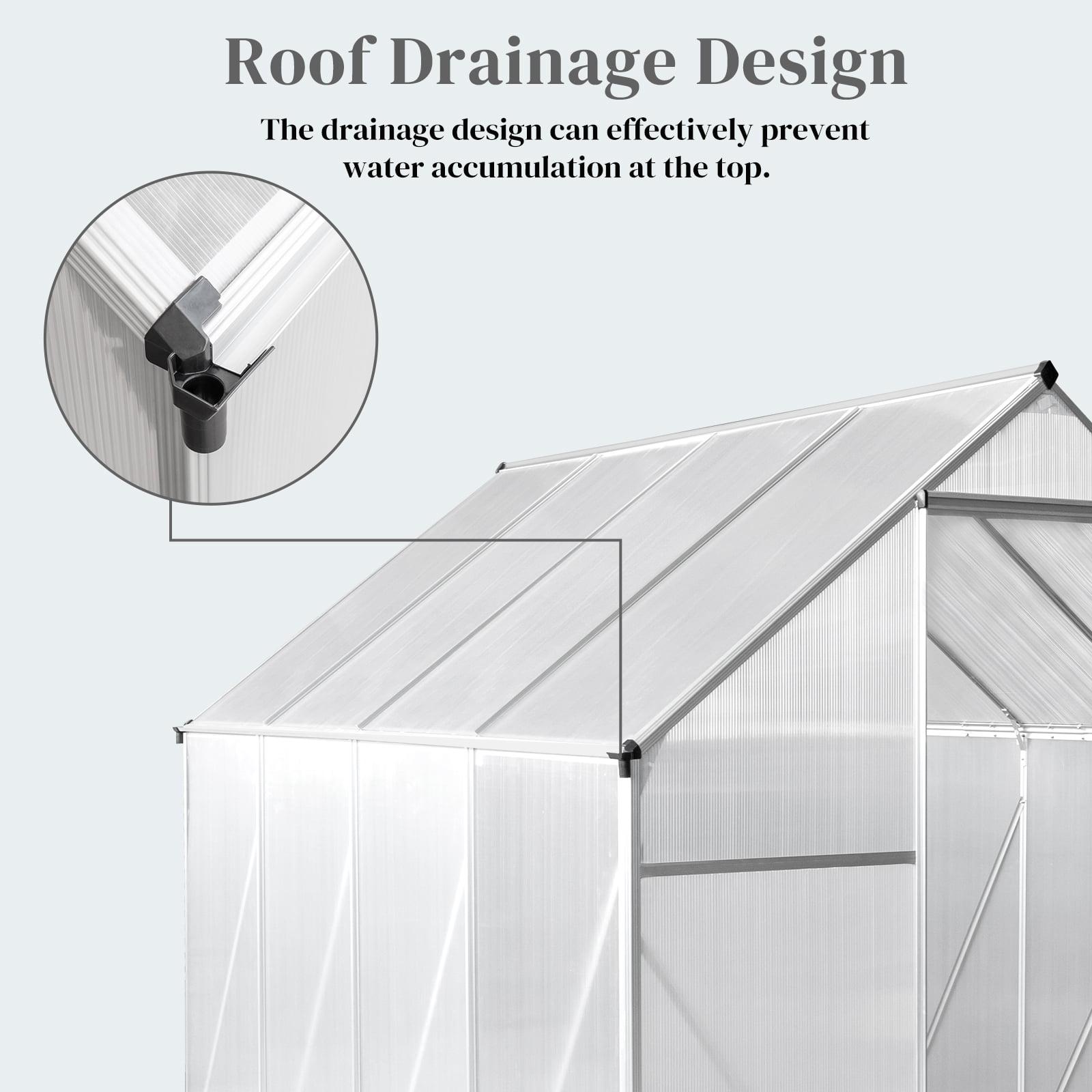 6x8 FT Greenhouse for Outdoors, Polycarbonate Greenhouse with Quick Setup Structure and Roof Vent