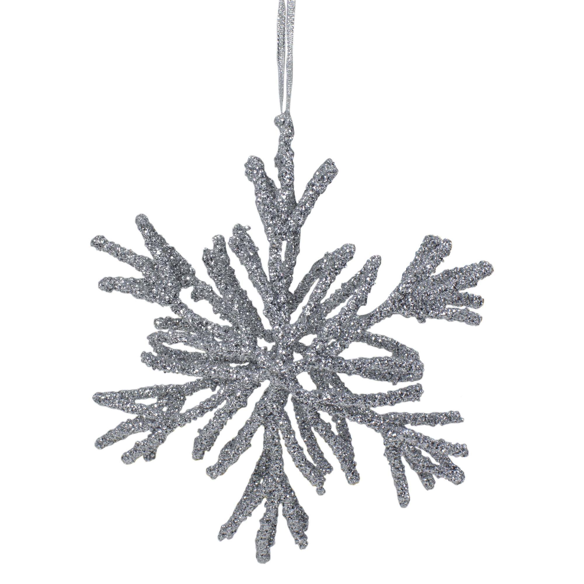 Northlight Glitter Snowflake Christmas Ornament - 7.5" - Silver