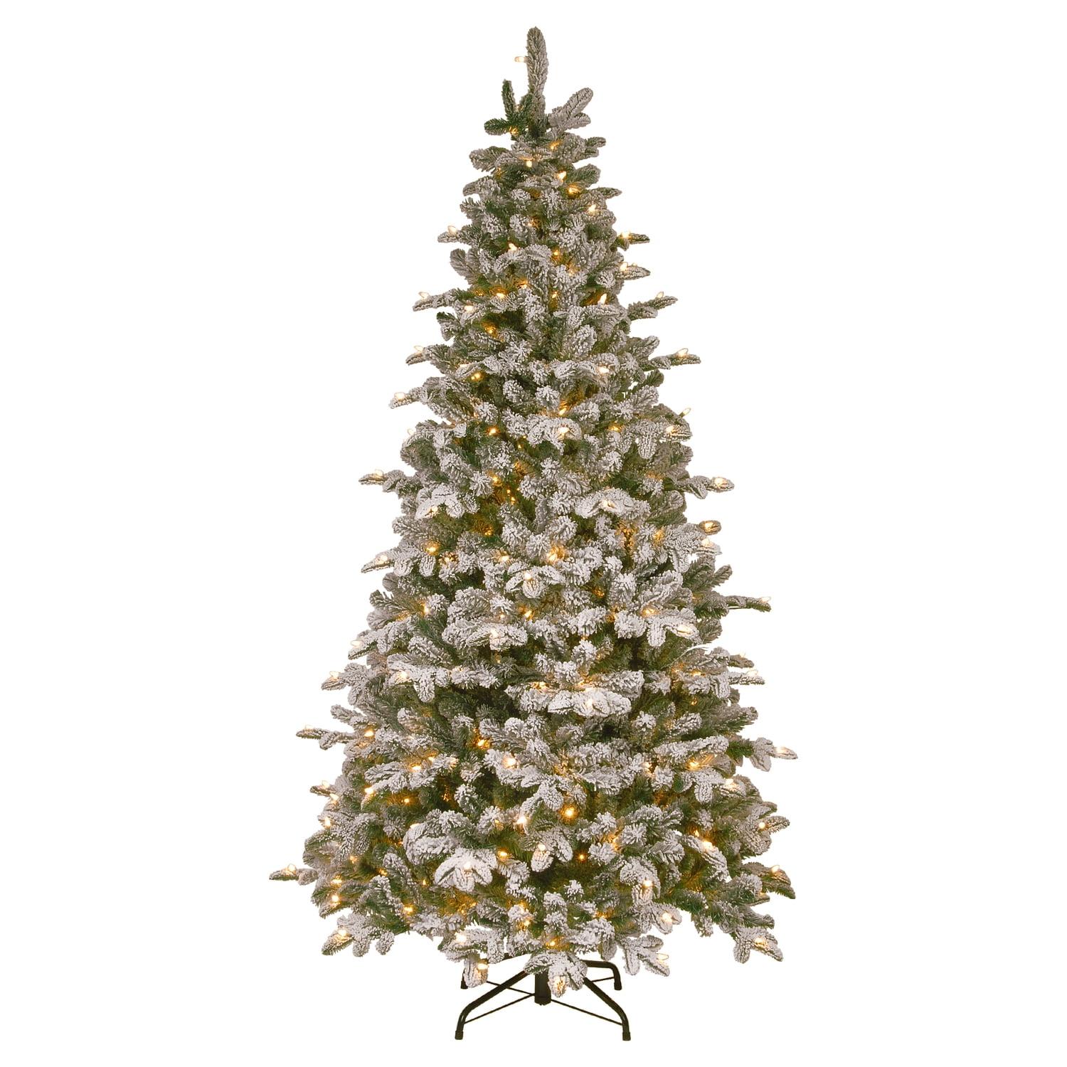 Prelit Flocked Medium Everest Fir Artificial Christmas Tree Clear Lights - National Tree Company