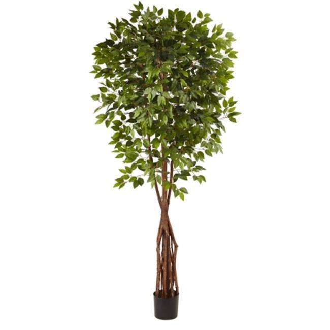 85-Inch Green Silk Potted Ficus Floor Plant