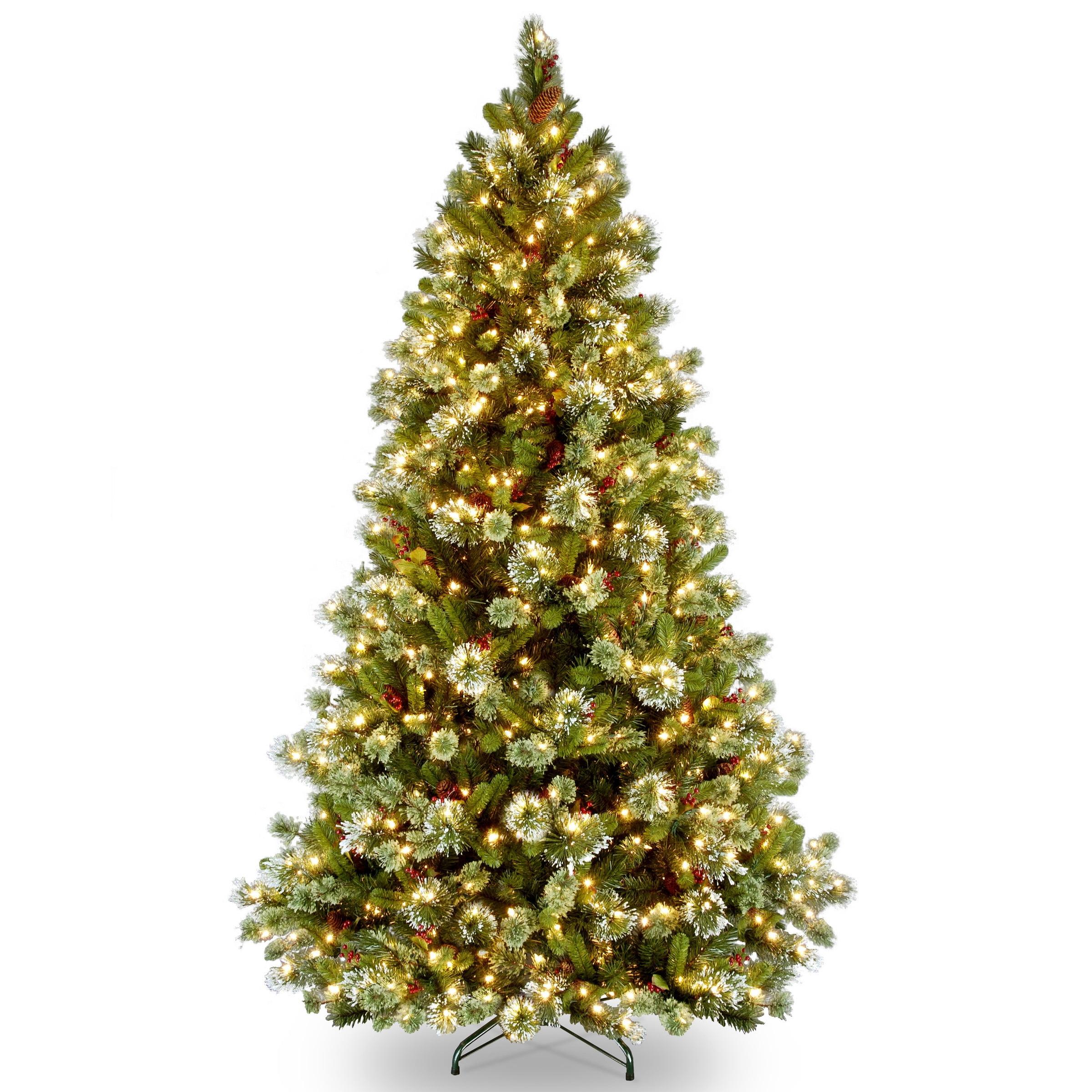 7.5' Prelit Flocked Pine Artificial Christmas Tree with Clear Lights