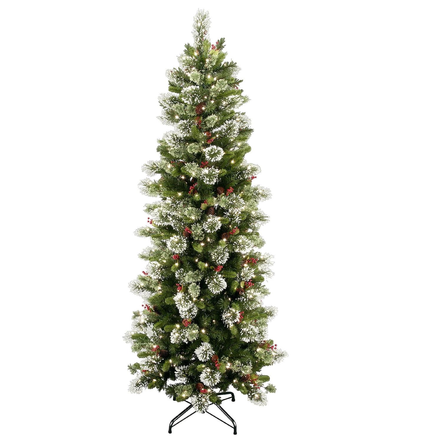 Prelit Flocked Pine Artificial Christmas Tree Clear Lights - National Tree Company