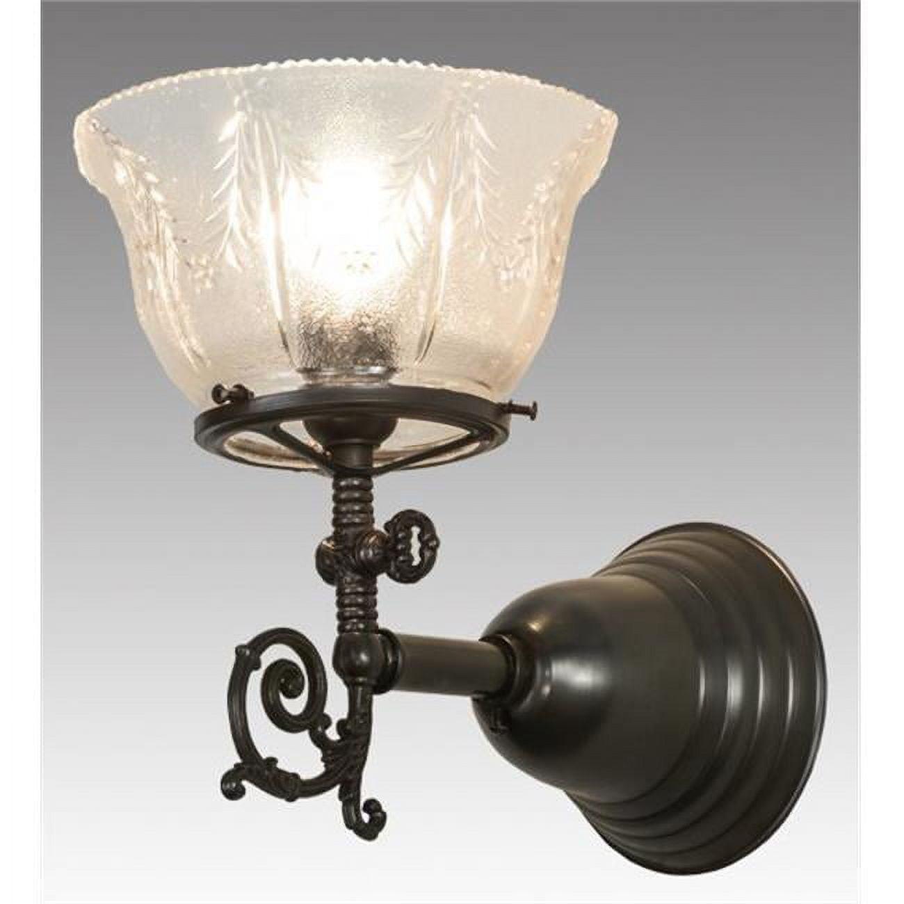 Craftsman Brown Nickel Dimmable Sconce with Clear Textured Glass