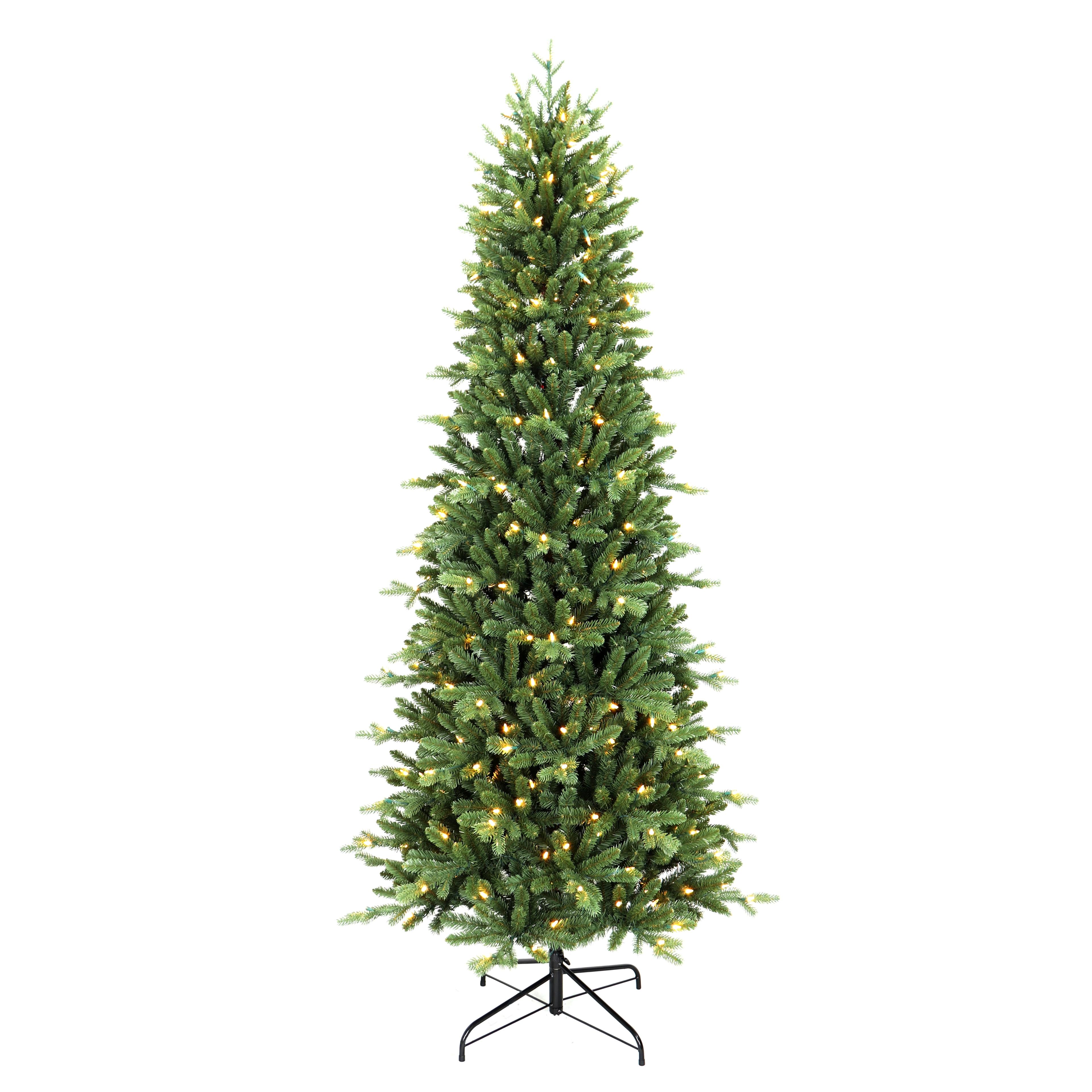 7.5ft Pre-Lit Slim Artificial Christmas Tree with Warm White LED Lights