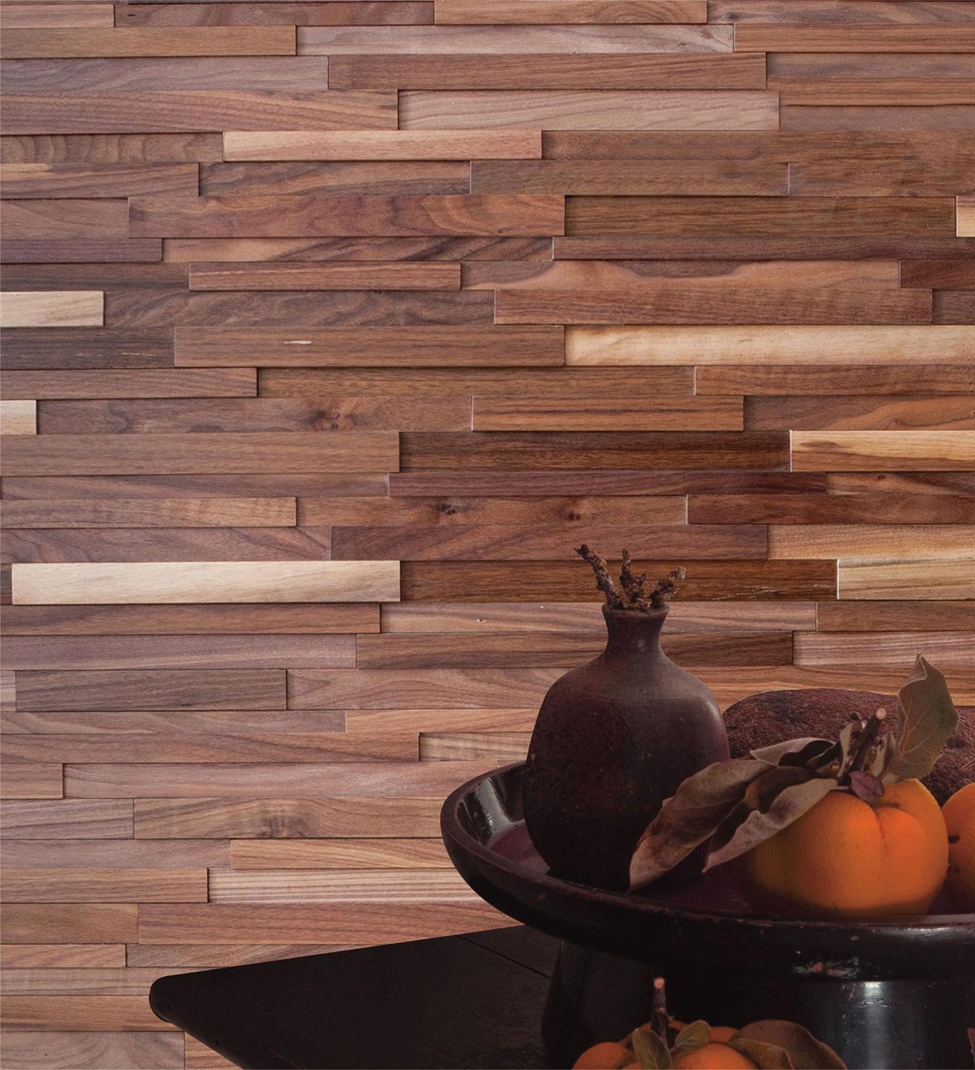 1/2 in x 7-7/8 in x 47-1/4 in Black Walnut 3D Solid Hardwood Interlocking Wall Plank