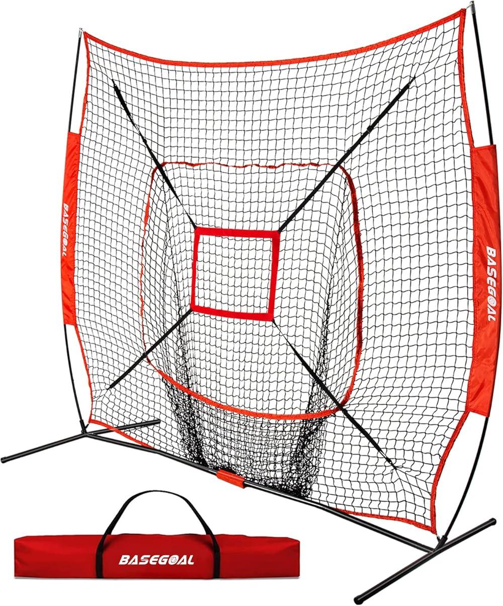 Zeny 7' x 7' Baseball Softball Practice Net Hitting Pitching Training Net w/Strike Zone,Bow Frame & Carry Bag