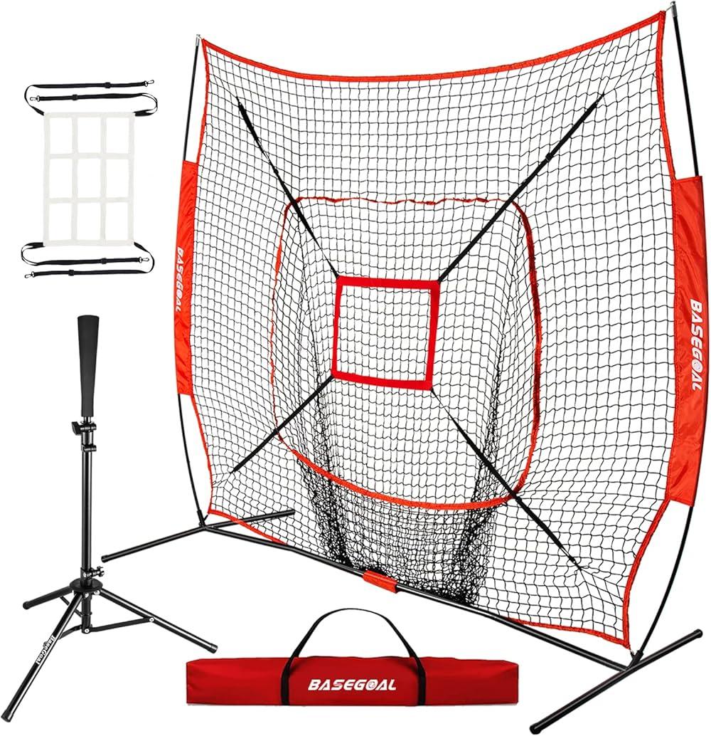 Zeny 7' x 7' Baseball Softball Practice Net Hitting Pitching Training Net w/Strike Zone,Bow Frame & Carry Bag