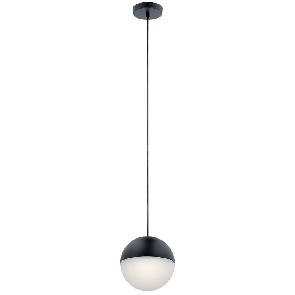 7.75 Inch 1 Led Mini Pendant-Matte Black Finish-Etched Glass Color   -Traditional Installation Elan Lighting 83854Mbkwh