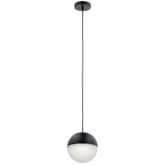 7.75 Inch 1 Led Mini Pendant-Matte Black Finish-Etched Glass Color   -Traditional Installation Elan Lighting 83854Mbkwh