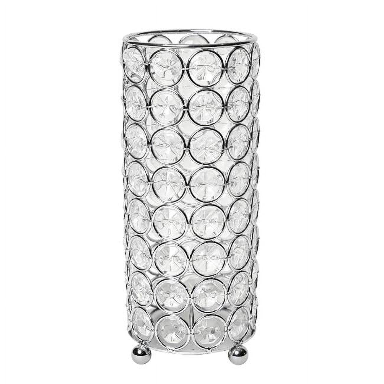 Elipse 7.75" Chrome Base Crystal Candle Holder & Flower Vase