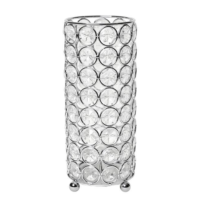 7.75 in. Elipse Crystal Decorative Flower Vase, Candle Holder, Wedding Centerpiece - Chrome