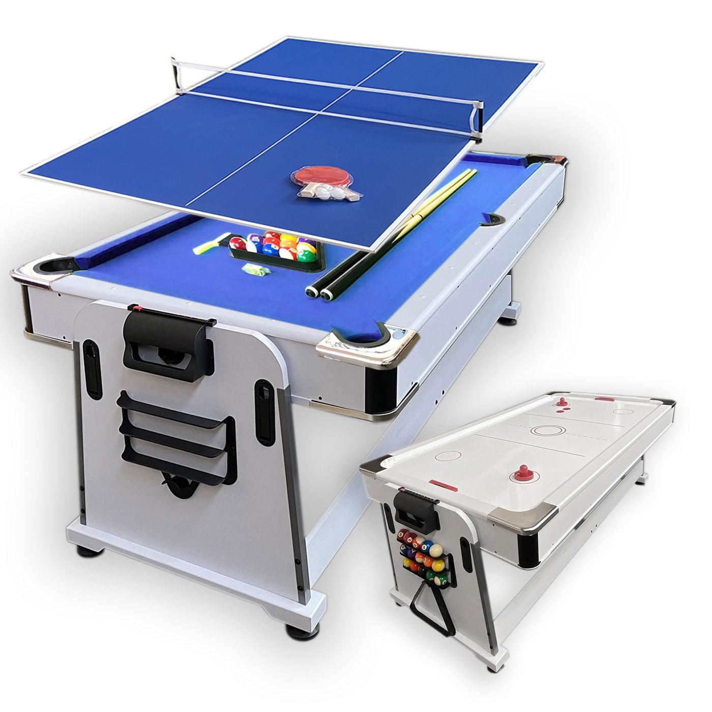 7-Foot Blue Multi-Game Pool, Air Hockey, and Table Tennis Table