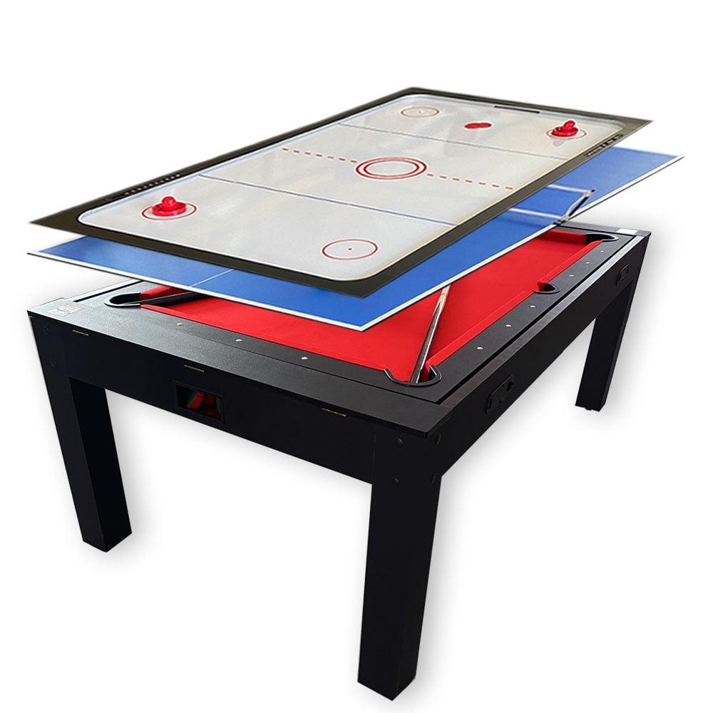 7-Foot Black MDF 4-in-1 Rotating Game Table