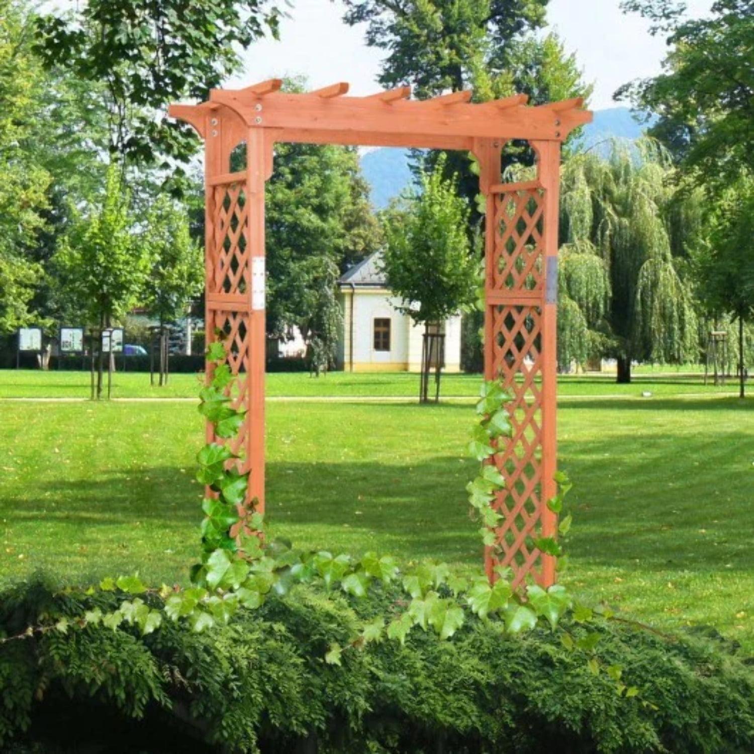 Natural Fir Wood Garden Arbor with Lattice Panels