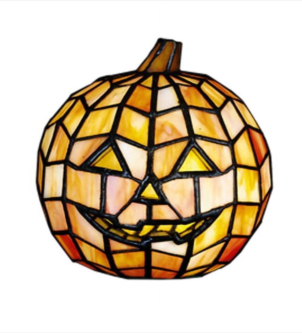 Pumpkin Orange Jack O'Lantern Stained Glass Accent Lamp
