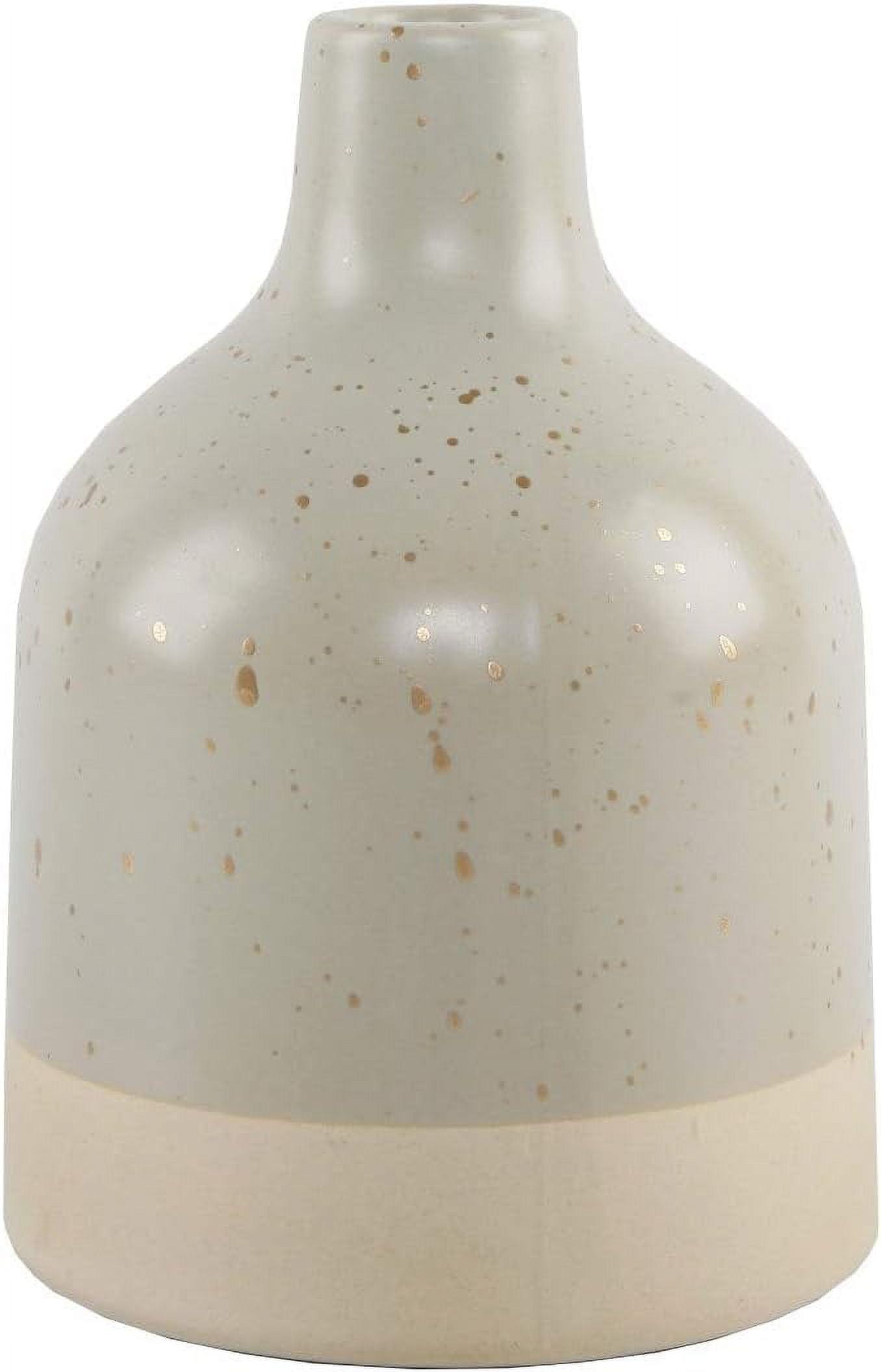 Chic Two-Tone Speckle Ceramic Decorative Vase, Sage 7"H