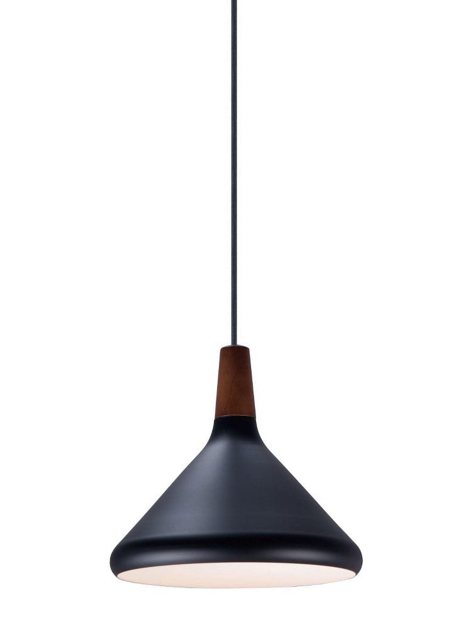 Nordic 7-Inch Walnut and Black Aluminum Pendant Light