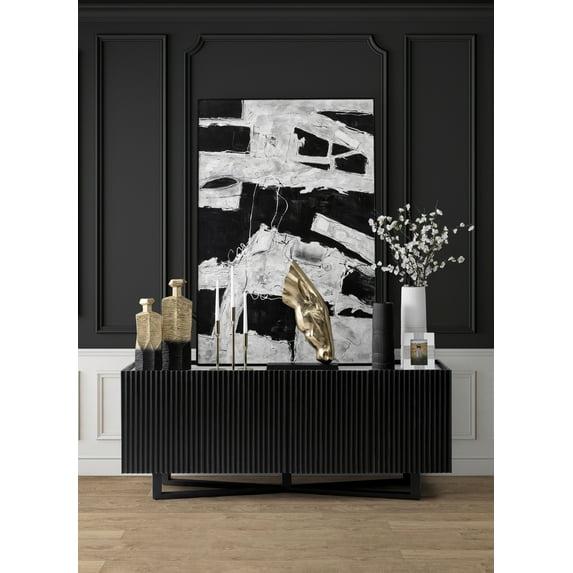 7"Lx4"Wx16"H Metal, Rigged Vase, Gold/Black Finish, Decorative Vase for Centerpieces and Home Decor, Perfect for Bedrooms, Dining Rooms, or Living Rooms