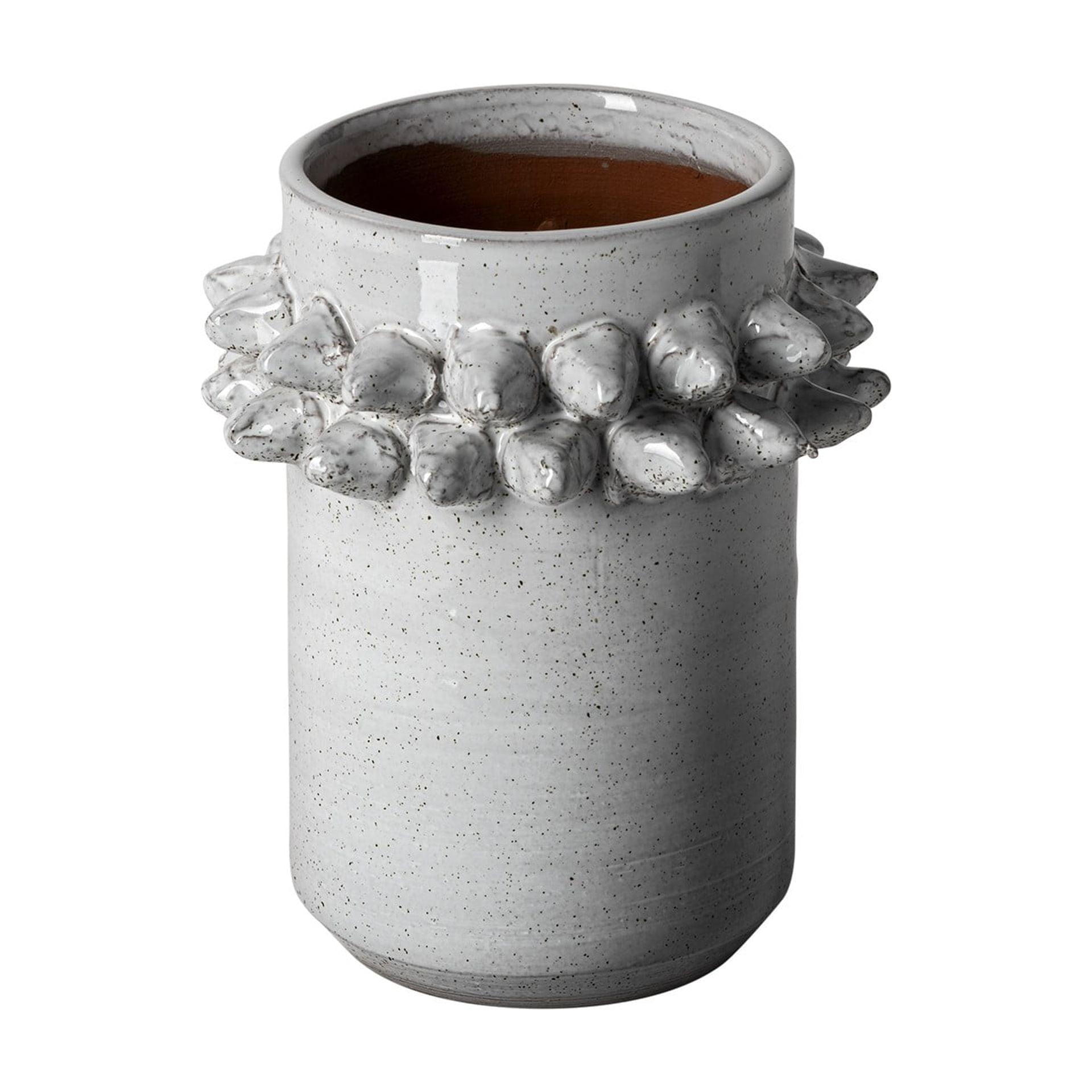 7" Organic Style Whitewash Spikely Ceramic Vase