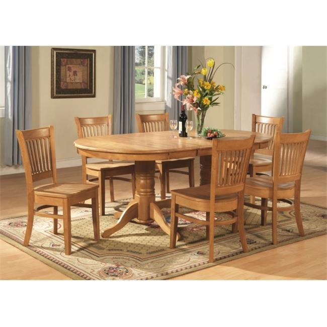 Oak 7-Piece Oval Dining Set with Butterfly Leaf and 6 Chairs