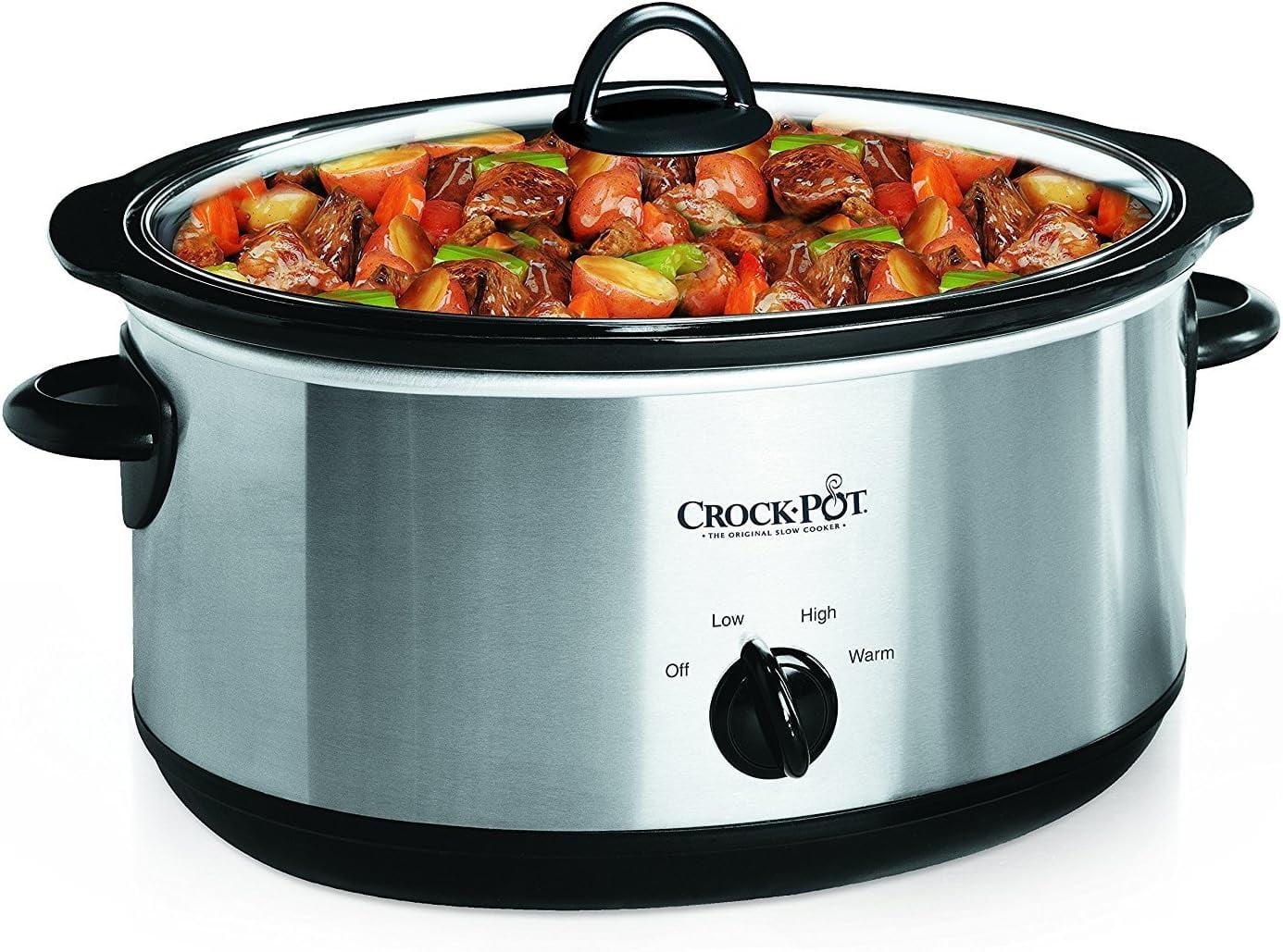 Crock-Pot 7qt Manual Slow Cooker - Stainless Steel: Original Slow Cooker, Removable Stoneware, Stay-Cool Handles, 270W