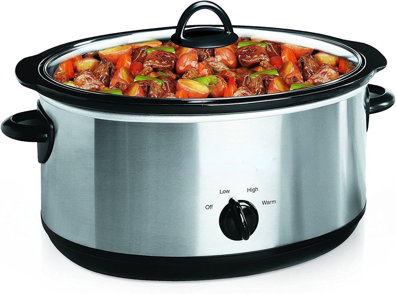 Crock-Pot 7qt Manual Slow Cooker - Stainless Steel: Original Slow Cooker, Removable Stoneware, Stay-Cool Handles, 270W