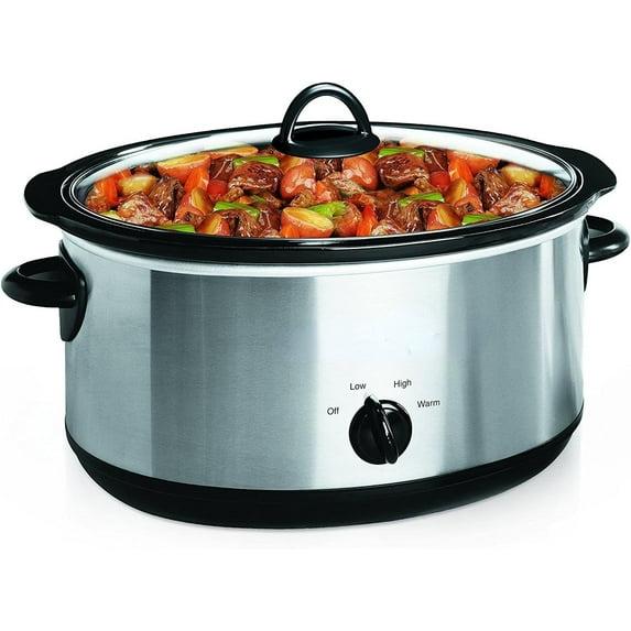 Crock-Pot 7qt Manual Slow Cooker - Stainless Steel: Original Slow Cooker, Removable Stoneware, Stay-Cool Handles, 270W