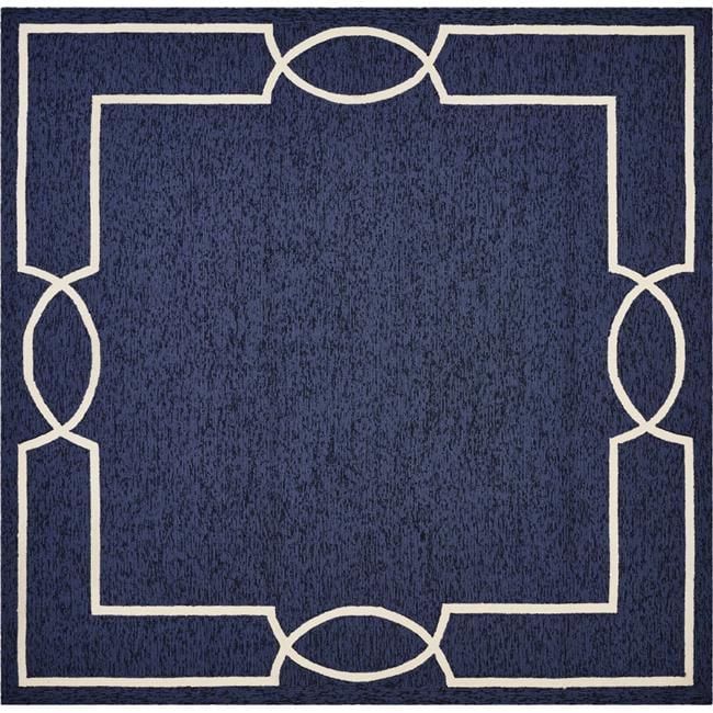 Handmade 7 ft Square Blue Synthetic Stain-Resistant Rug