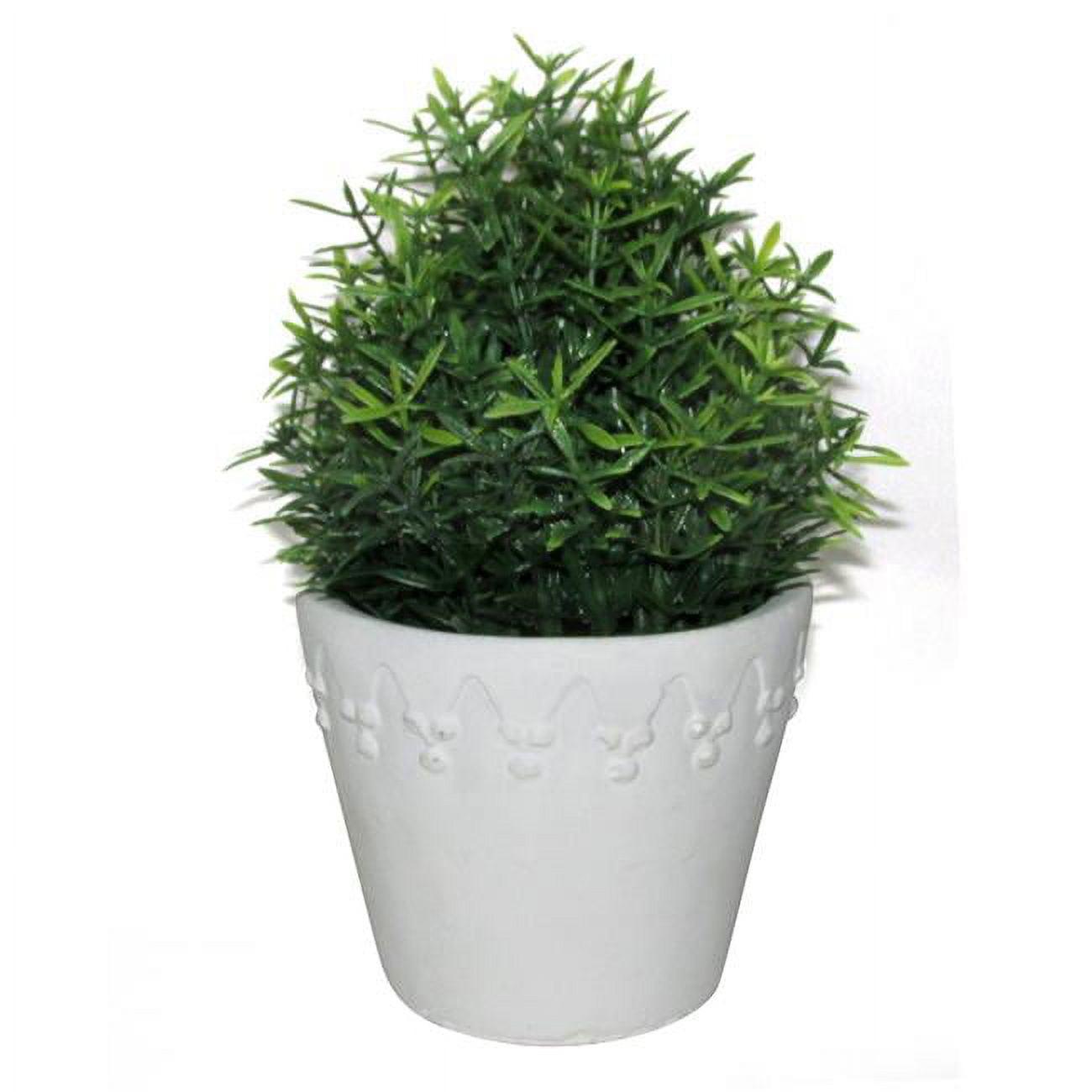 Small Green Artificial Topiary in White Pot