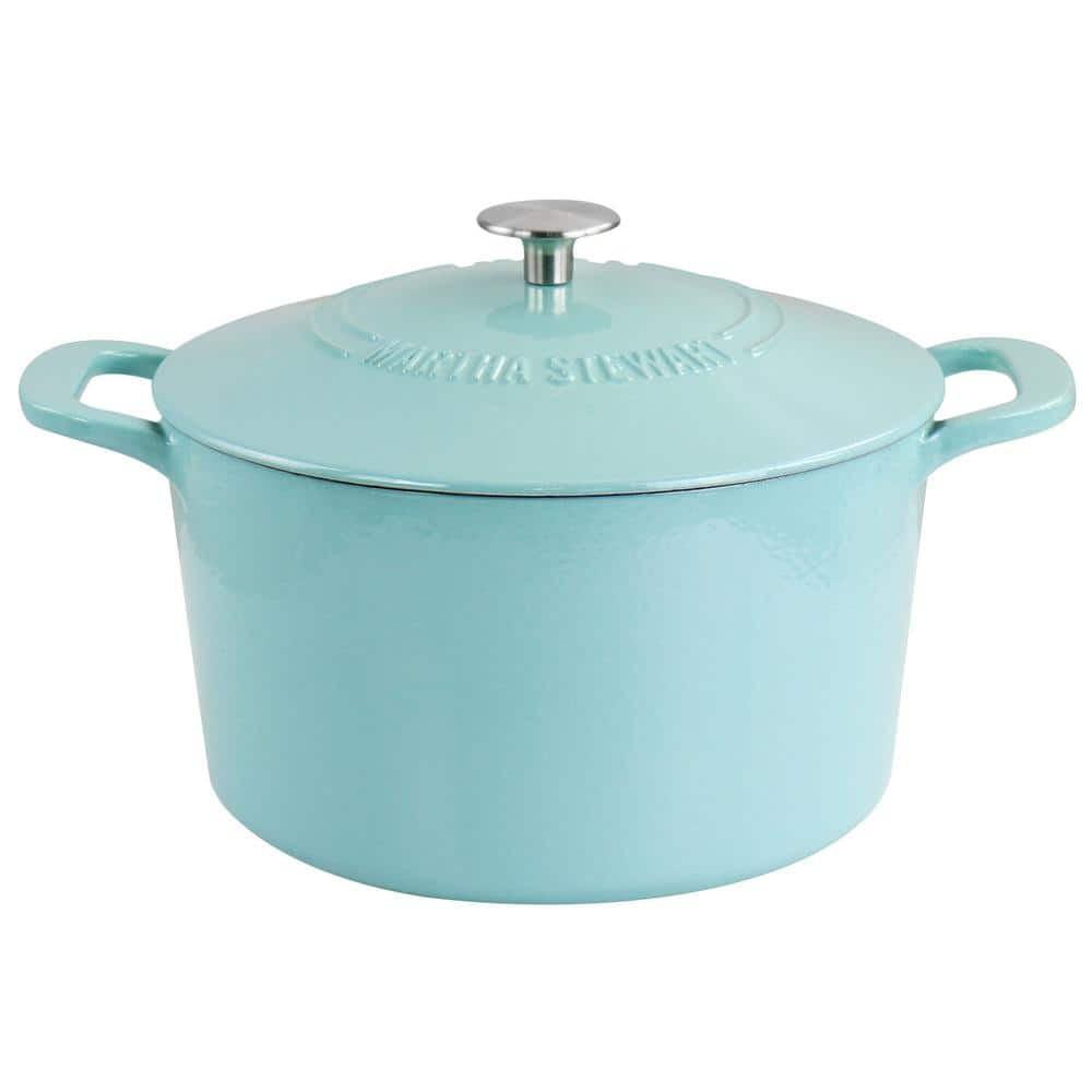 Turquoise 7 Qt Enameled Cast Iron Dutch Oven with Lid