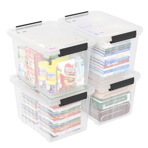 70 Quart Large Clear Storage Bins, Plastic Storage Box with Lids and Wheels, 4 Packs