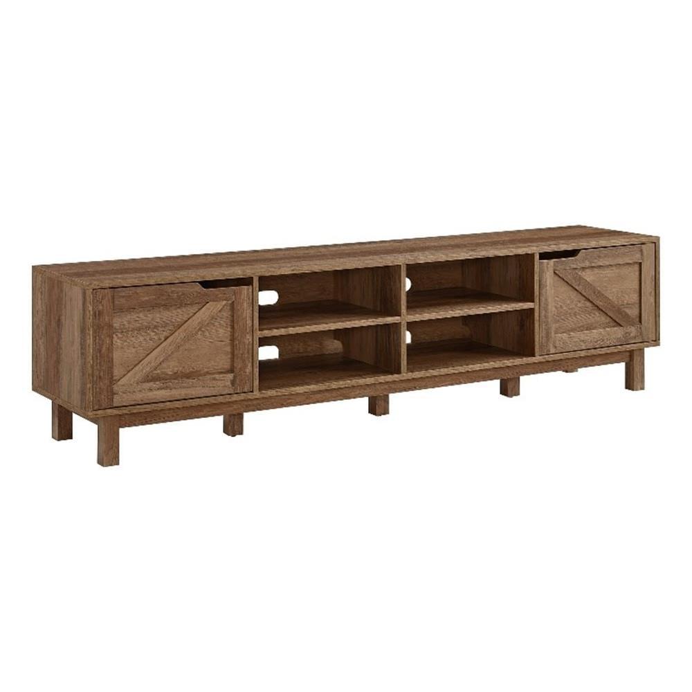 Rustic Oak 70" Barn-Door TV Stand with Storage